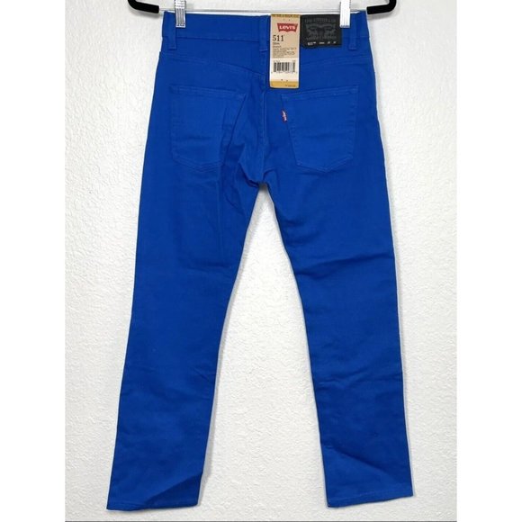 LEVI'S 511 Boys SIZE 14 Regular (27x27) Slim Fit Stretch Royal Blue JEANS NWT - Picture 2 of 4